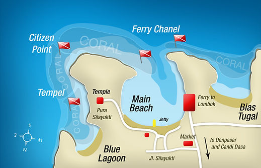 Padang bay Map Bali