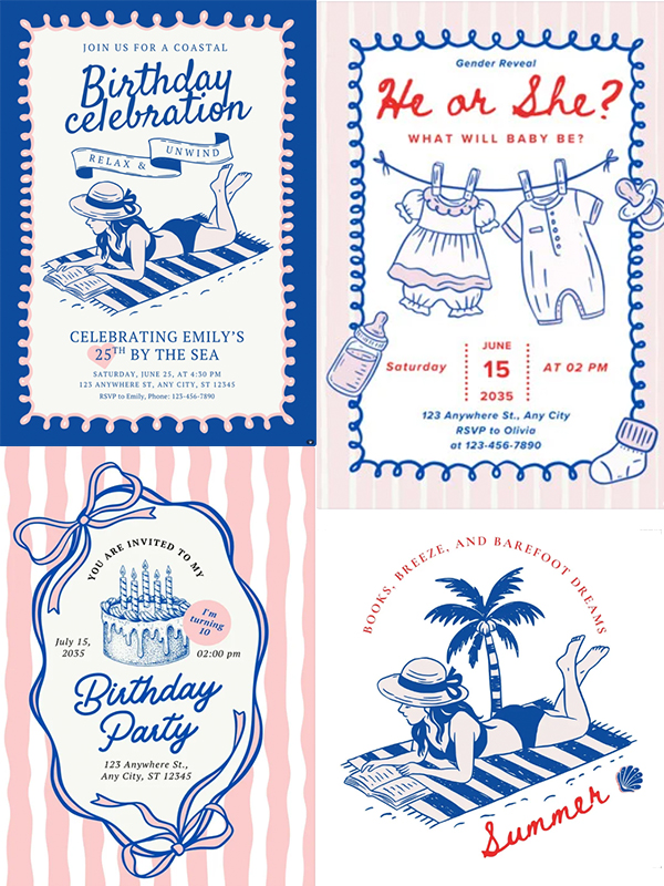 Whimsical Sketch — Hand-drawn doodle invitations, logos and summer designs