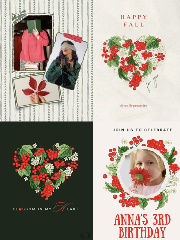 Rustic Red Berries — Rustic red berries and winter greenery bring cozy, earthy charm to every design.