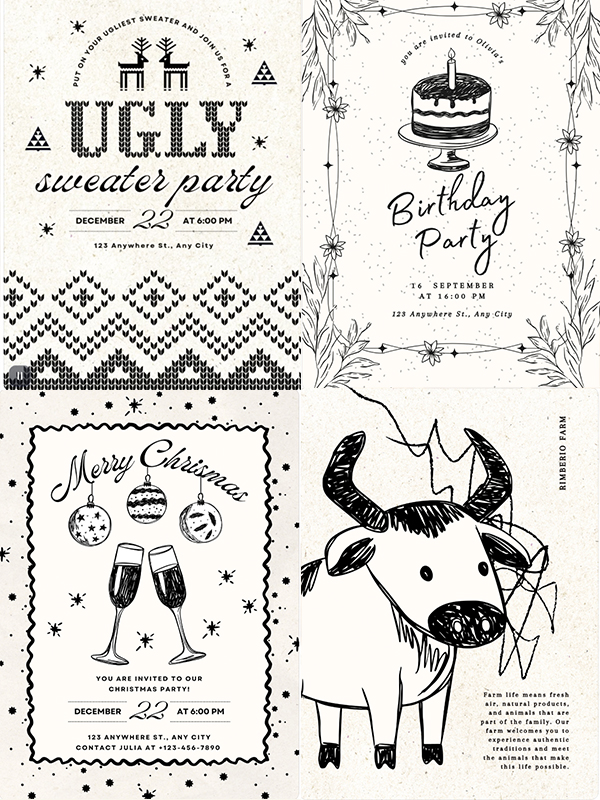 Vintage Paper & Ink — Vintage paper and ink Canva templates with hand-drawn sketch illustrations.
