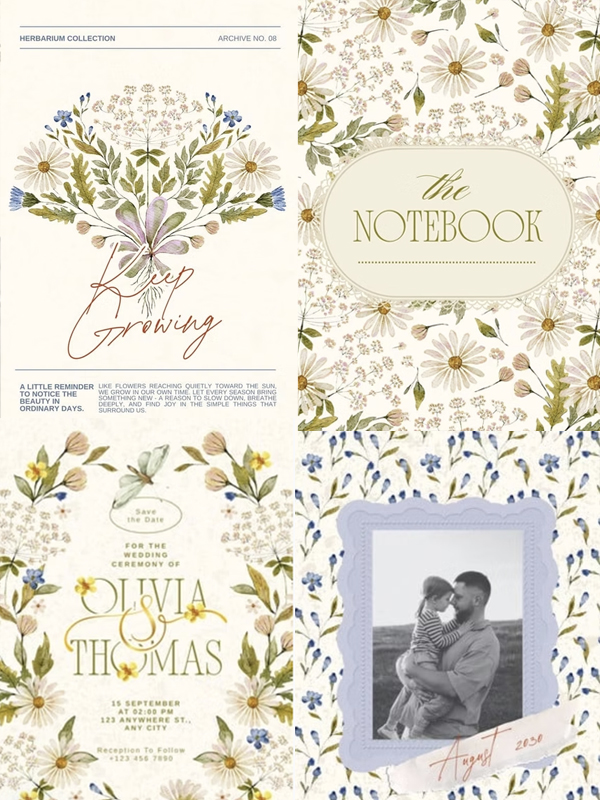 Rustic Floral & Watercolor — Wildflowers, vintage botanicals and timeless watercolor romance.