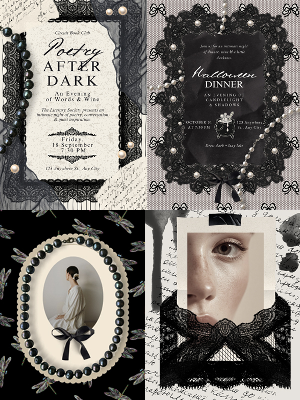 Dark Coquette & Romantic — Moody, romantic templates where dark aesthetics meet love.