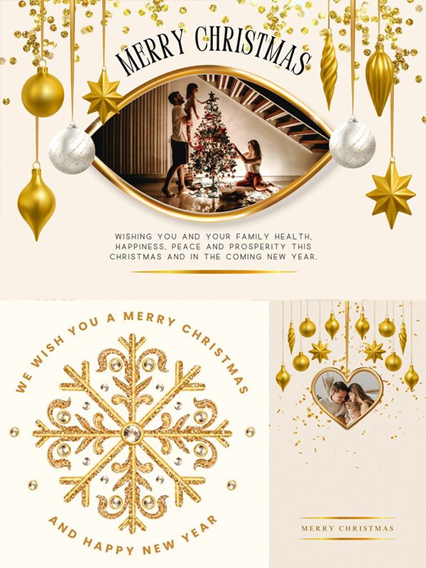 Gold & Ivory Christmas — Luxe gold and ivory festive designs with elegant, timeless holiday glow.