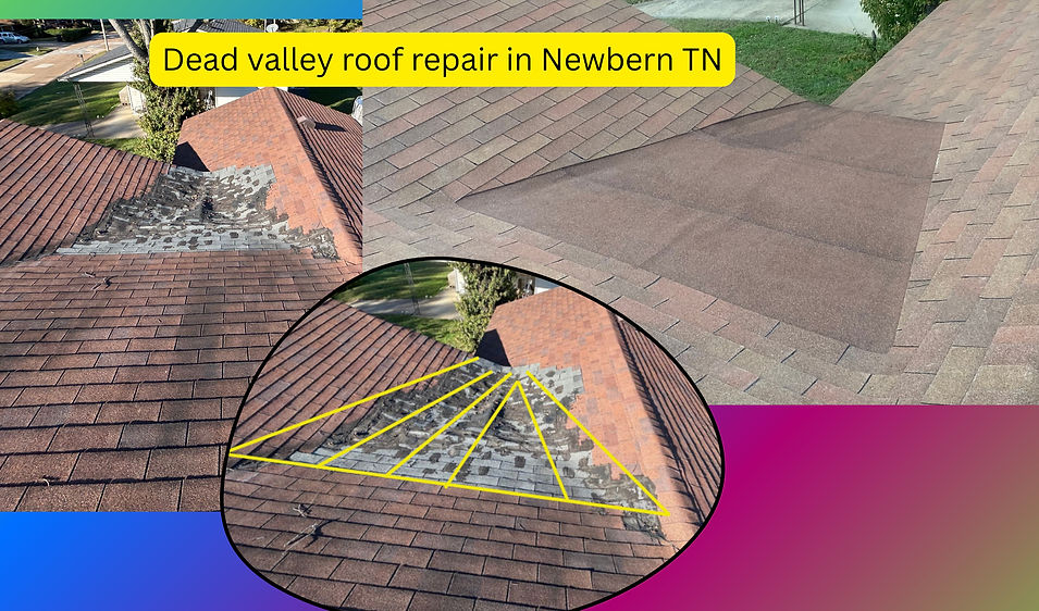 Prime Roofing repaired and reframed a major dead valley roof issue in Newbern, TN