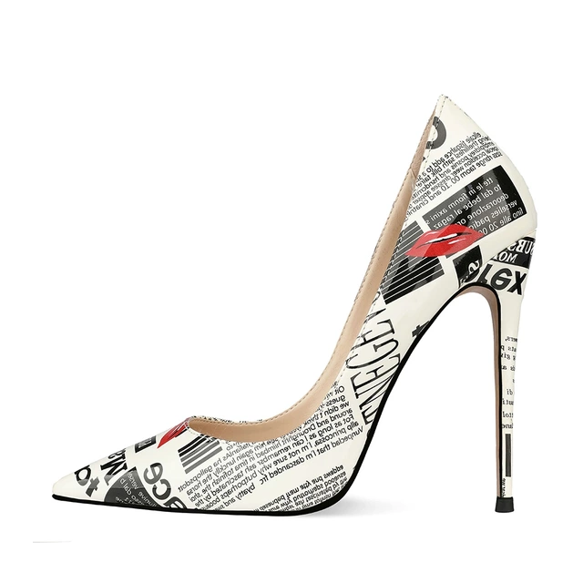 Newspaper Print Fashion Heels 