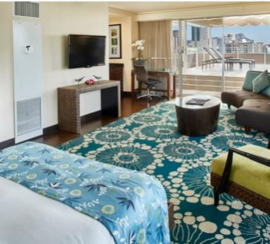 View of Doubletree grand suite with private sun deck patio