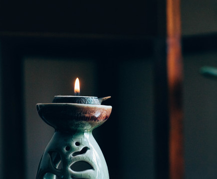 Finished ceramic candle holder on display. 