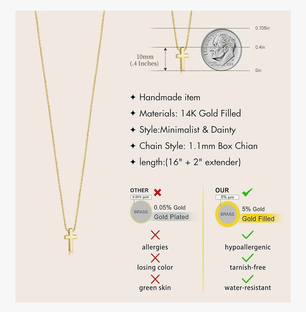 Thumbnail: Cross Necklace for Women Girls, Dainty 14K Gold Silver Plated Cross Choker Penda