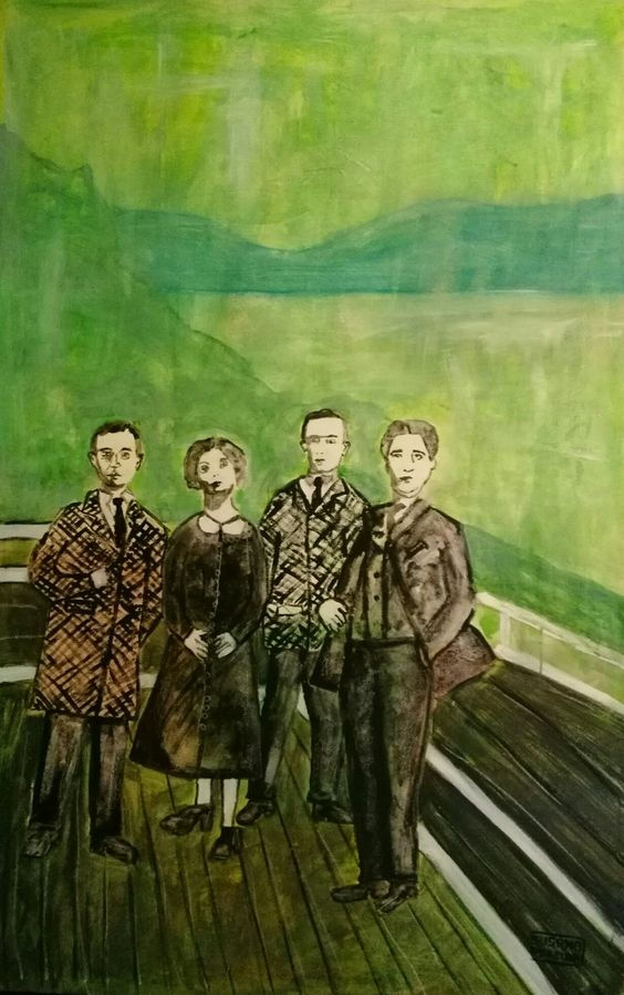 Vicente Huidobro junto a Teresa Wilms Montt, Joaquín Edwards Bello y Víctor Domingo Silva