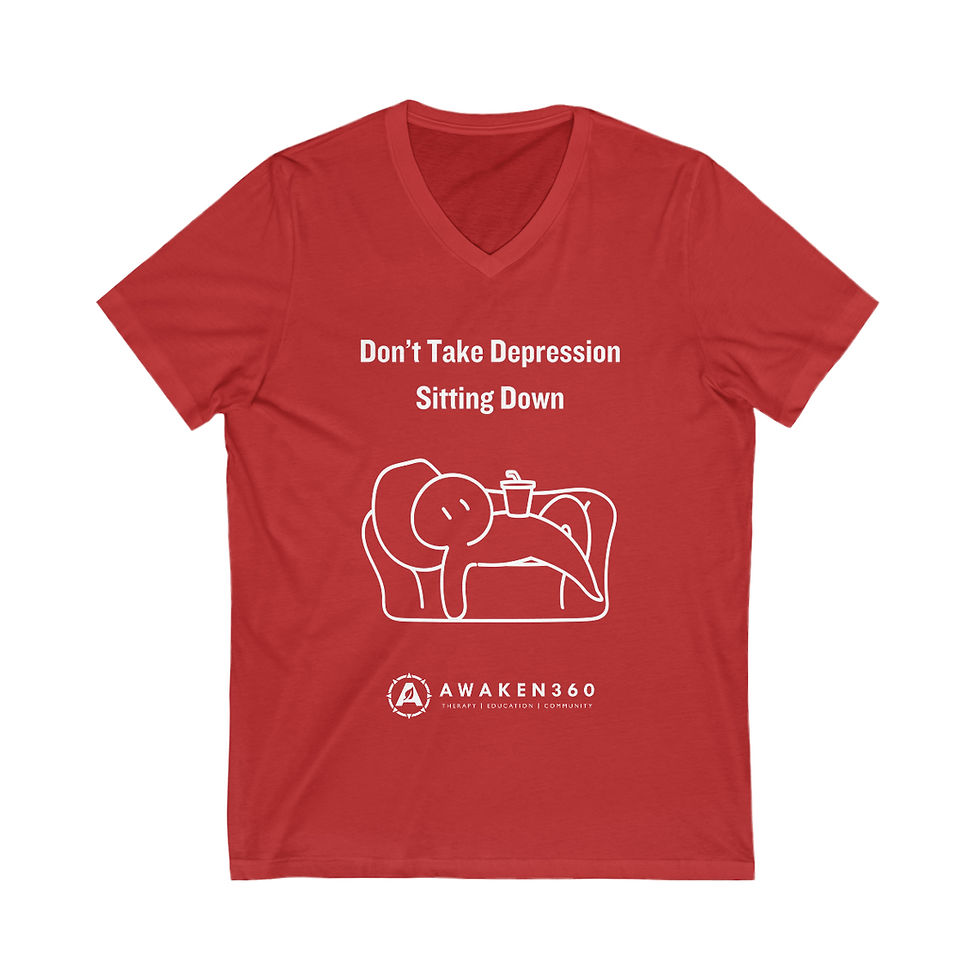Thumbnail: Get Depression Off the Couch--Unisex Jersey Short Sleeve V-Neck Tee