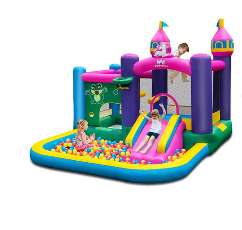 6-in-1 Kids Inflatable Unicorn Bounce House with Blower