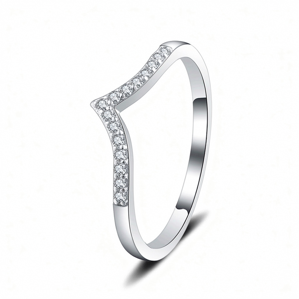 Anel Feminino Prata 925 Ajustável com Zircônias Brilhantes