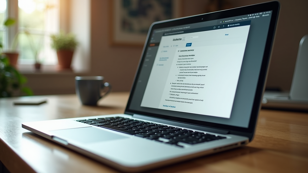 High angle view of a laptop with a customer service email draft on screen