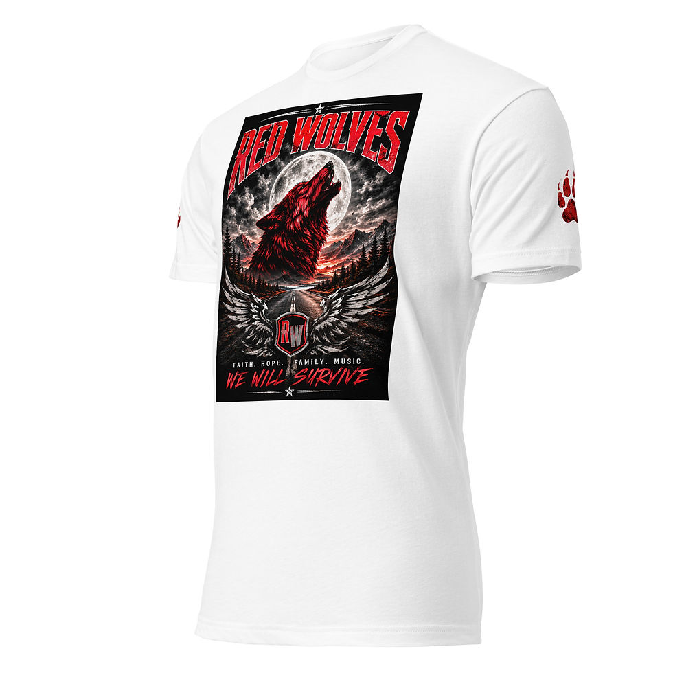 Thumbnail: Red Wolves We Will Survive Unisex Fitted T-Shirt - Next Level 6210