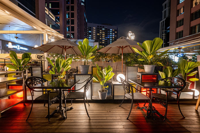 Open Terrace seating area of SALT UB City Bengaluru - Restaurants and Hospitality Interior Design and Construction by Melange Interiors Bengaluru