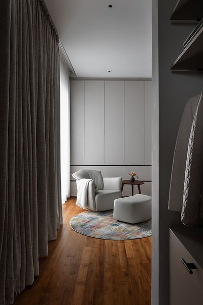 Minimal and Elegant Grey Walk-in Closet and Wardrobes - Project 78 Beverly Hills Bengaluru