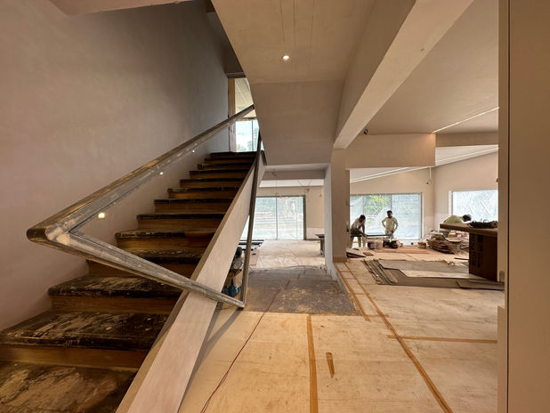 Ongoing internal staircase of Residence at Embassy Grove Bengaluru - Award winning residential interior design and construction by Melange Interiors Bengaluru