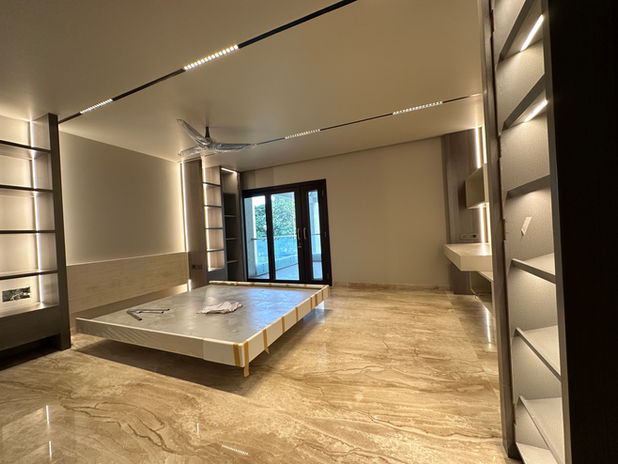 Bedroom 02 of Residence at Embassy Grove Bengaluru - Award winning residential interior design and construction by Melange Interiors Bengaluru