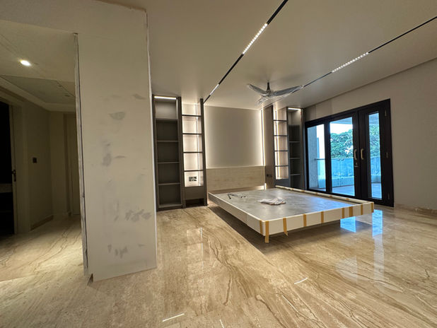 Ongoing bedroom interiors of Residence at Embassy Grove Bengaluru - Award winning residential interior design and construction by Melange Interiors Bengaluru