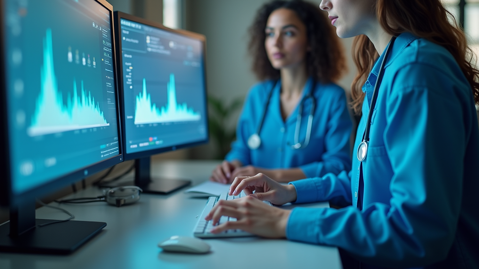 Close-up view of a computer screen displaying healthcare compliance software