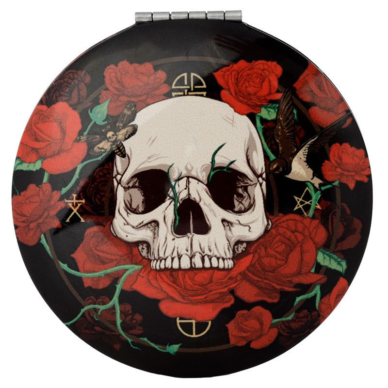 Miniature : Miroir Double de Poche Skulls and Roses Crâne
