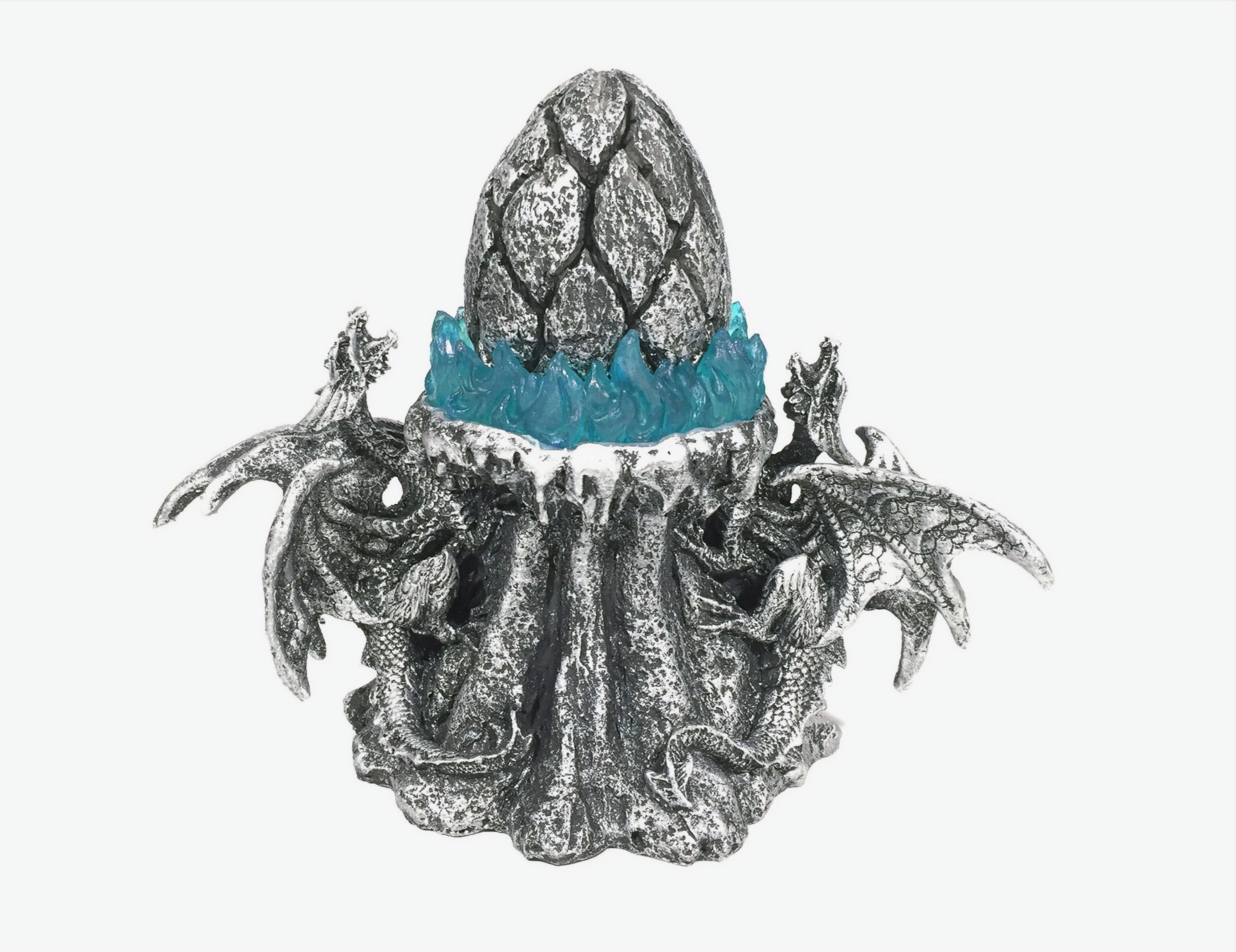 Statuette Dragon Oeuf Gris Multicolore LED 24 Cm