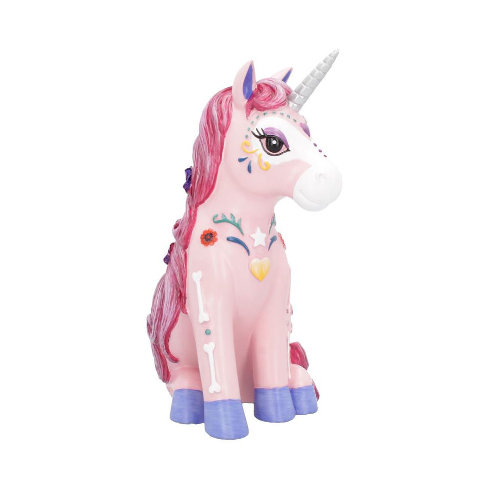 Thumbnail: Figurine Licorne Squelette Rose 24 Cm