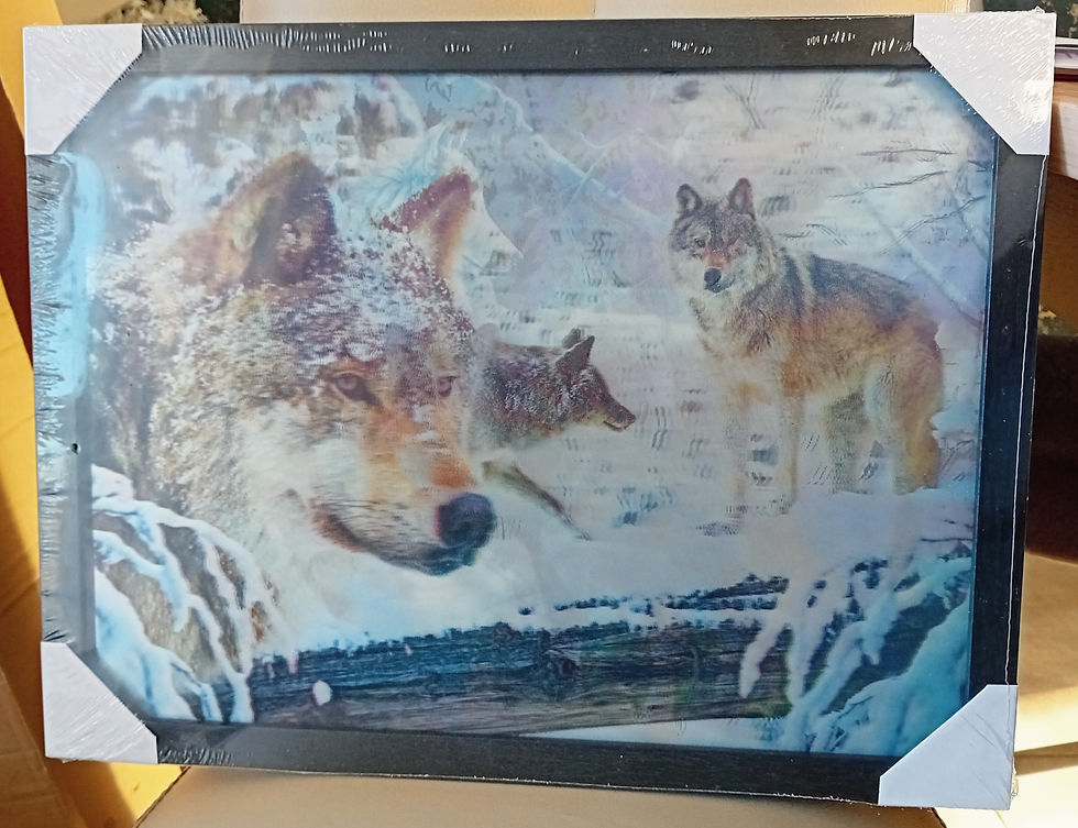 Tableau Lenticulaire 3D Famille Loups des Neiges