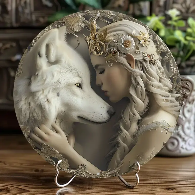 Panneau Rond Fée & Loup Charmant