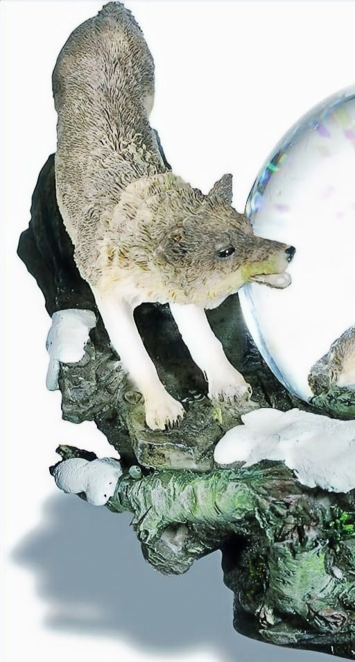 Figurine Boule de Neige Famille Loup Gris