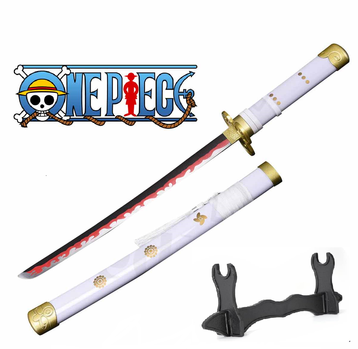 Mini Katana Zoro Enma Blanc/Or avec Support