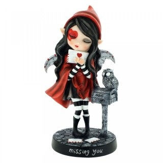 Figurine Fée Missing You  Gothique Rouge 17.5 Cm