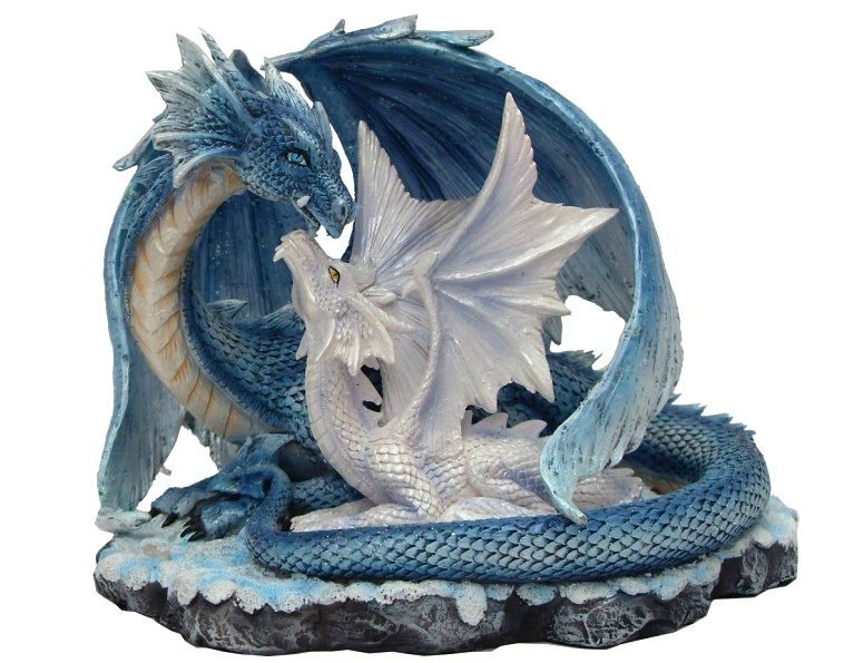 Figurine dragon bleu & blanc