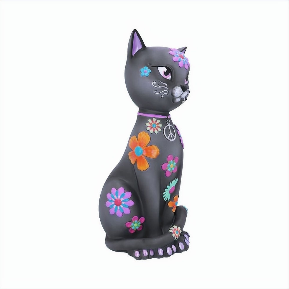 Figurine Chat Hippie Fleurs 26.5 Cm