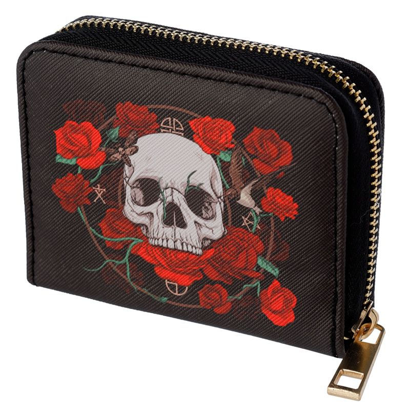 Miniature : portefeuille crane skulls roses