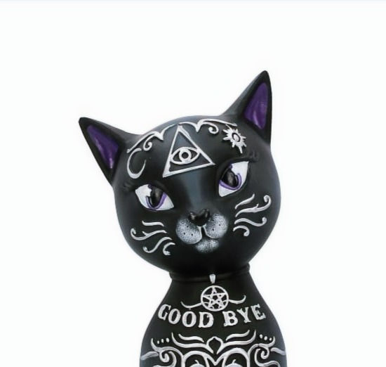 Miniature : Figurine Chat Mystic Kitty Ouija Noir 26.5 Cm