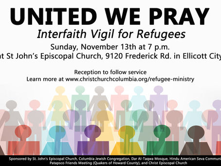 Join Us for an Interfaith Vigil for Refugees on November 13th