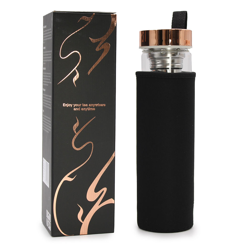 Thumbnail: Crystal Glass Tea Infuser Bottle, Rose Gold | Onyx