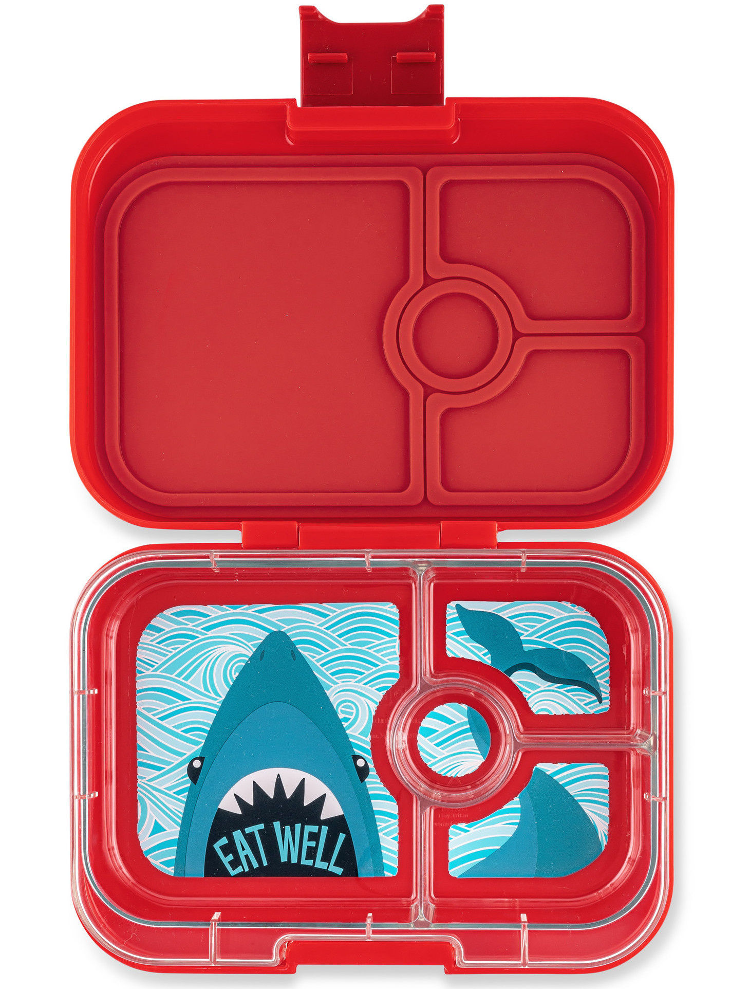 Yumbox Panino 4-sections | Wow Red, Shark Tray