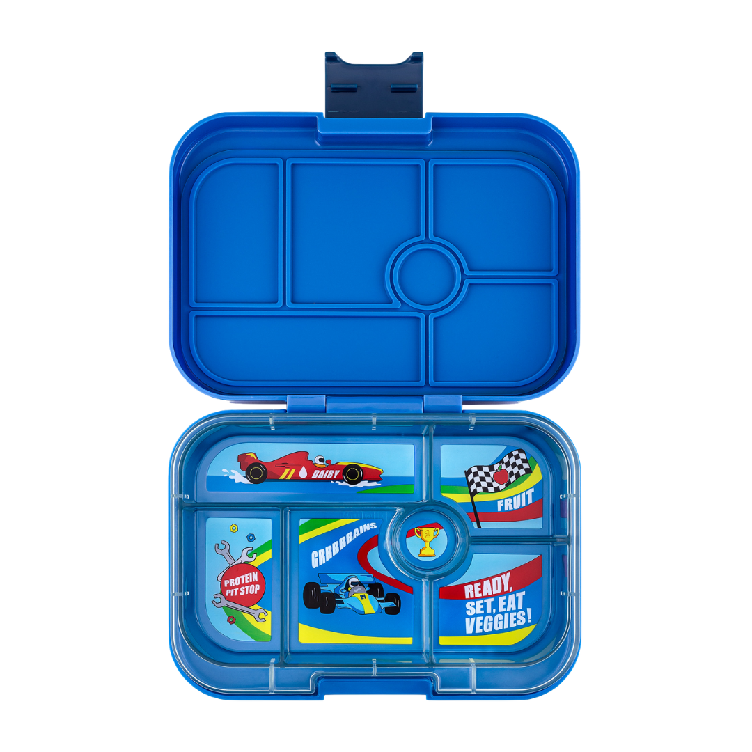 Yumbox Original 6-sections | Surf Blue, Race Cars tray