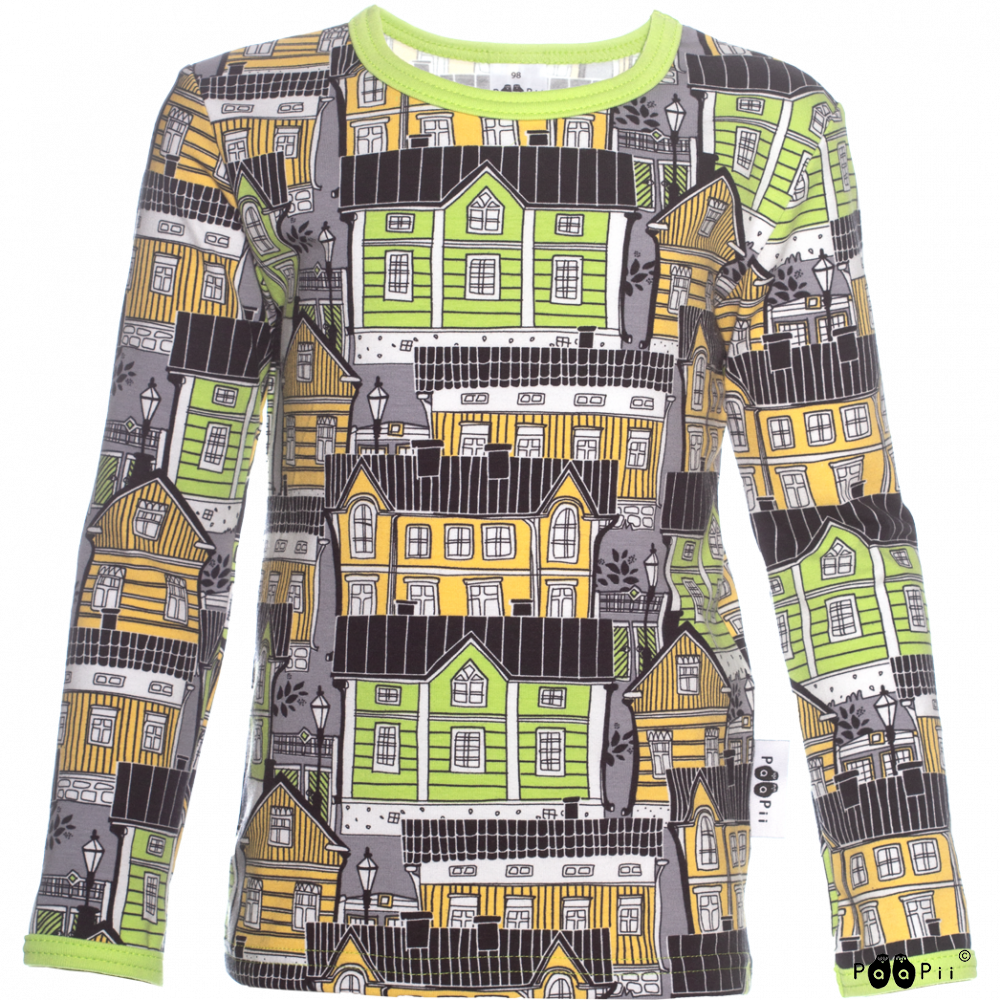 PaaPii ULJAS organic Long Sleeve Top, Old Town | Apple and Yellow