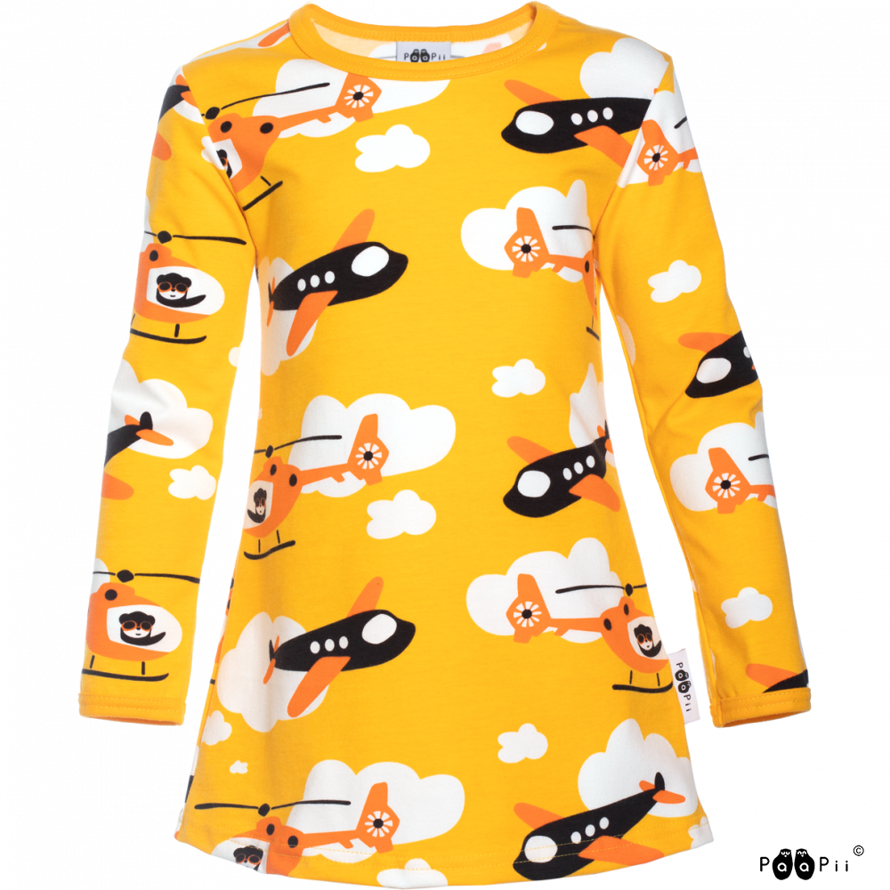 PaaPii VIENO organic Long Sleeve Tunic, Propeller | Sun & Orange