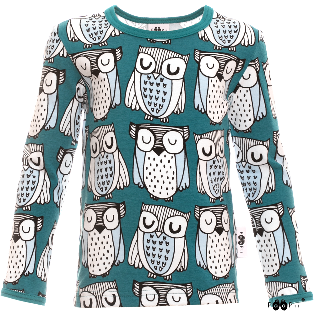 PaaPii ULJAS organic Long Sleeve Top, Parliament | Petrol & Light Blue