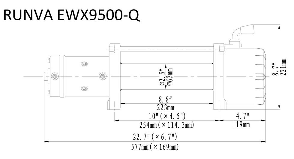 Thumbnail: EWX9500-Q Winch 12V with Synthetic Rope