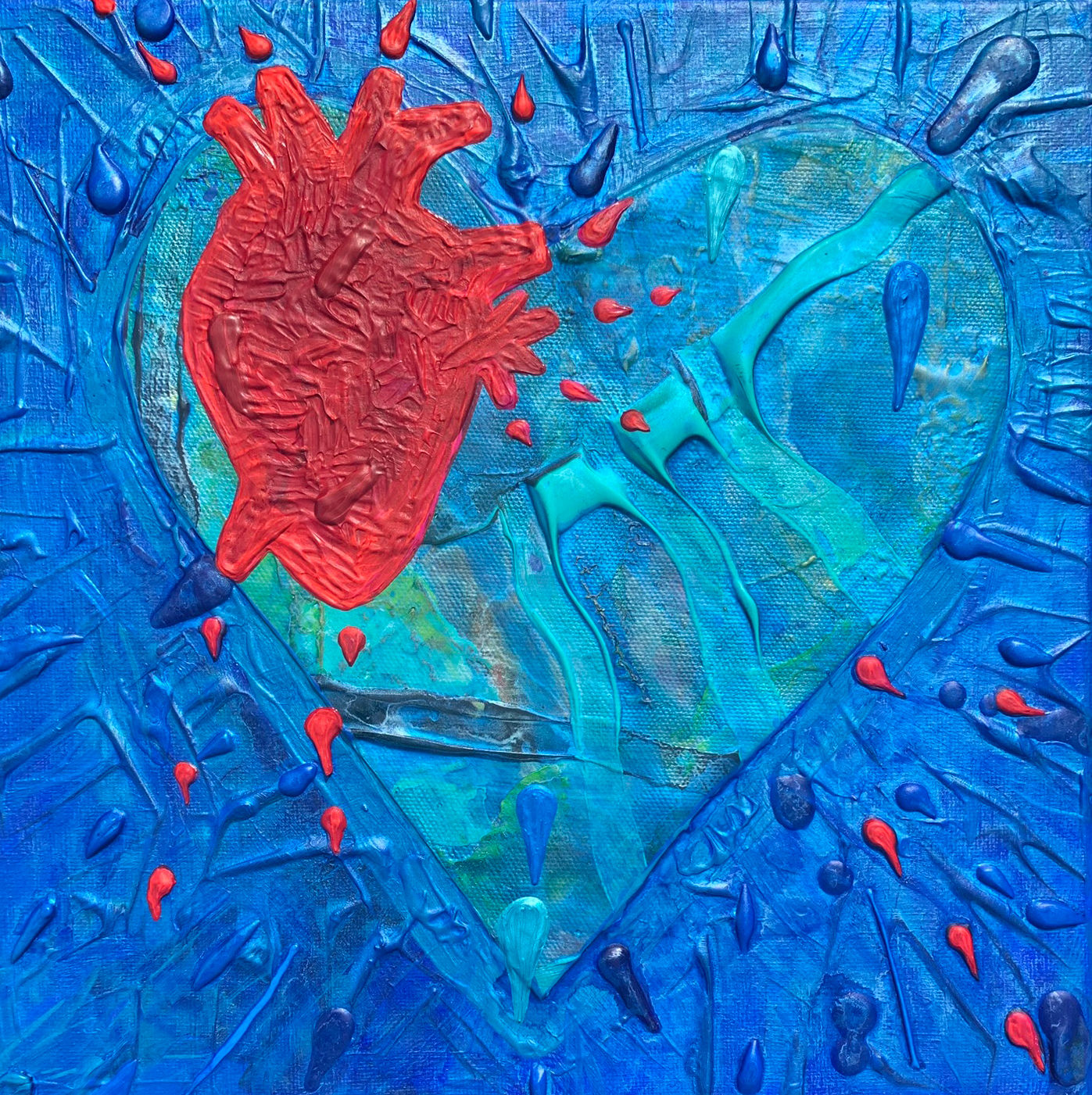 8 x 8 Acrylic Heart Painting (#1 of 16 Part Series)