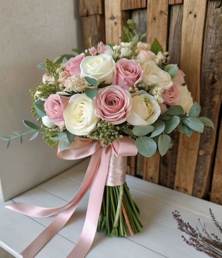 "Blush & Ivory" Mixed Rose Bouquet