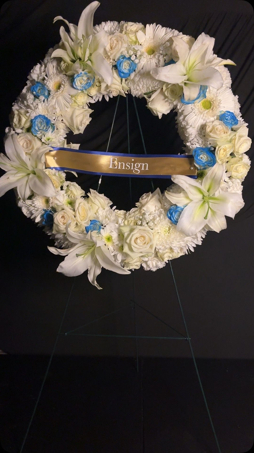 Thumbnail: White & Blue Sympathy Standing Wreath