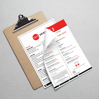 The Old Firestation drinks menu graphic design
