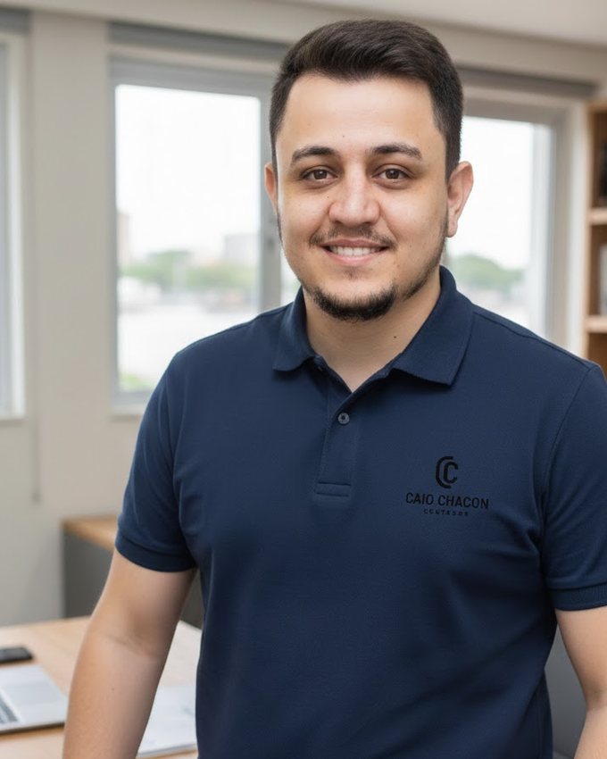 Caio Chacon, contador, em seu escritório