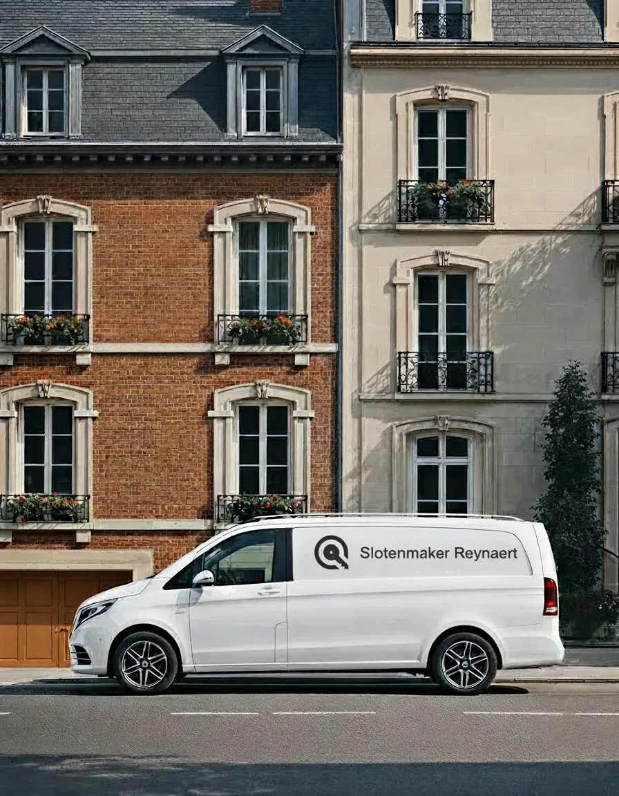 Bedrijfswagen van Slotenmaker Reynaert voor 24/7 spoedhulp bij buitensluiting
